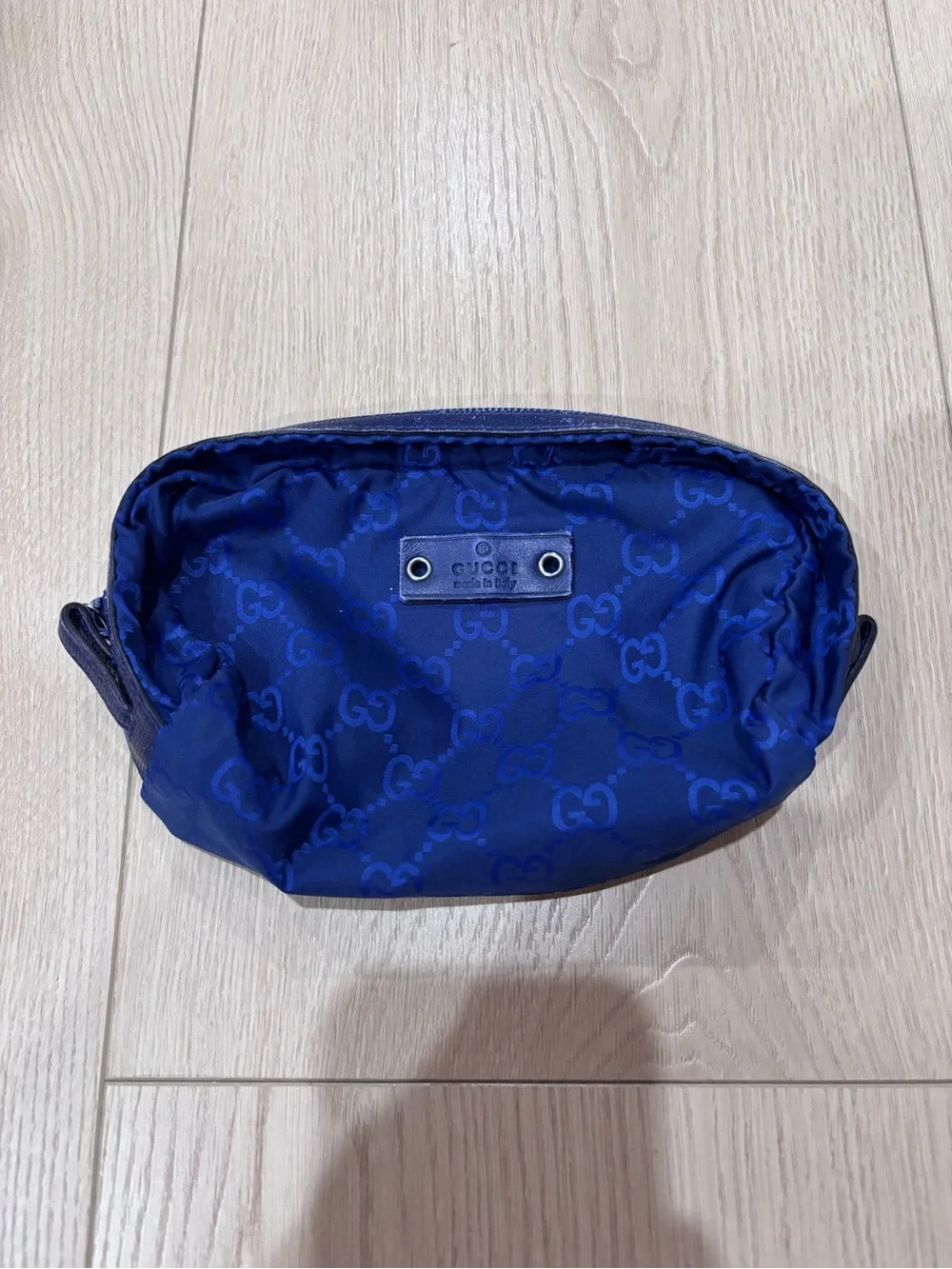 Gucci Men's Royal Blue GG Logo Toiletry Pouch